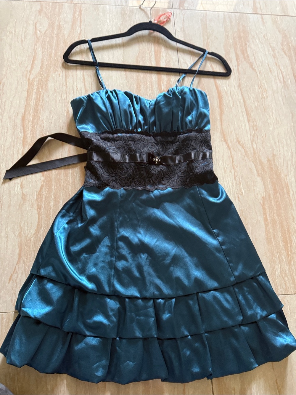 Sakura Teal and Black Mini Dress